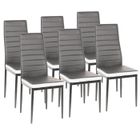 BRAND Lot de 6 chaises de salle à manger LUXS - Similicuir - Pieds en métal - Gris et Blanc