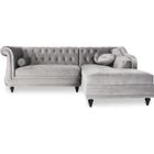 INTENSE DECO Canapé d'angle Droit Empire Argent Velours style Chesterfield