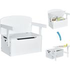 DREAMADE Coffre à Jouets Enfant en Bois 3 en 1, Levier Pneumatique, Coffre de rangement Convertible en Table Chaise, 3-7 Ans Blanc