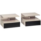 HOMCOM - table de chevet - Panneaux de particules classe E1 - 35x32x22.5cm - noir, chêne