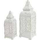 MOBILI REBECCA Rebecca Mobili 2 Bougeoirs Lanternes Hall Métal Blanc 39x14,5x14,5