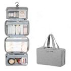 Trousse de toilette - Lunavo - Imperméable - Pliable - 4 Compartiments - Gris