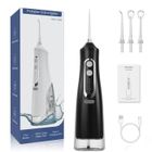 Hydropulseur dentaire sans fil YESCUSTOM - 4 modes 4 jets - USB rechargeable 310 ml Réservoir d'eau-Noir