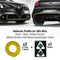 Kit Alfa Romeo Mito Voiture Profil Adhésif Antérieur Postérieur Jaune + 2 Quadrifoglio Verde Trèfle à Quatre Feuilles Vert