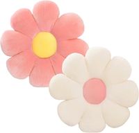 Coussin de fleur 2 pièces - coussins en forme de fleur de marguerite, coussin de sol en peluche de fleur mignonne, 38cm, Blanc +