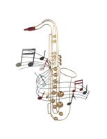 Musique Décoration murale à suspendre Saxophone Jazz Notes et Portée musicale en Métal de 73cm