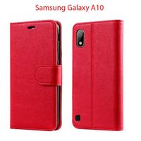Coque Samsung Galaxy A10 N&T - Housse Etui Portefeuille Cuir Multifonction - Rouge
