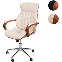 Chaise de bureau - HWC - H39 - Bois courbé - Similicuir - Beige-crème