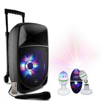 Enceinte autonome Karaoke USB Bluetooth 300W PARTY-8LED Tuner - Micro - Jeu Astro MAGIC-LIGHT-MICRO-S Disco Soirée
