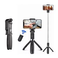 Perche Selfie, 4 en 1 Perché à Selfie Bâton Selfie Extensible Monopode Réglable avec Télécommande Amovible (Noir)