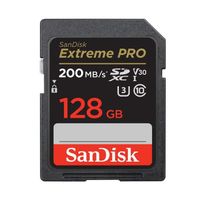 SanDisk SD Carte Mémoire 128Go Extreme Pro SDHC SDXC UHS-I Classe 10 200M-S U3 V30 4K Carte Vidéo