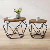 Tables basses gigognes - VASAGLE - style industriel - 50 x 40 cm et 40 x 36 cm - marron rustique et noir