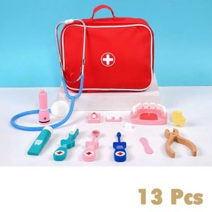 DOCTEUR - VÉTÉRINAIRE dentiste rouge 13pcs - Kits de médecin en bois pou