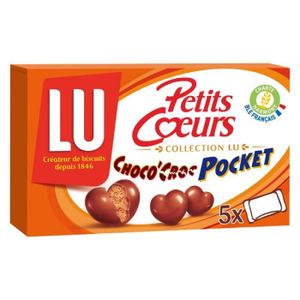 BISCUITS CHOCOLAT LU PETITS COEURS - Petits Coeurs Choco Croc Pocket 180G - Lot De 4