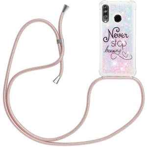 Blanc Argent Verco Coque pour Huawei P30 Silicone Coque avec Cou Chaîne Collier étui de téléphone pour Huawei P30 Cou Lanière en Corde 