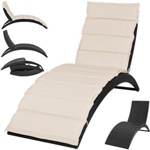 CHAISE LONGUE Chaise longue transat 200cm pliable avec coussin Detex®Coussin forme ergonomique