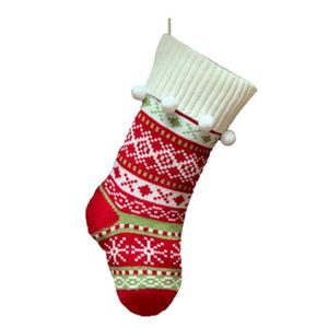 CHAUSSETTE DE NOËL Kentop 1Pc Chaussette de Noël tricotée avec flocon