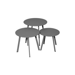 TABLE BASSE Table basse de jardin Massaï en acier époxy graphite - ø 45 cm - PROLOISIRS - Essentiel - Rond
