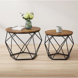 TABLE BASSE Tables basses gigognes - VASAGLE - style industriel - 50 x 40 cm et 40 x 36 cm - marron rustique et noir