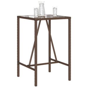 TABLE DE JARDIN  NEUF Table de bar d’extérieur marron 70x70x110 cm résine tressée (Brun) ZH8694 Excellent