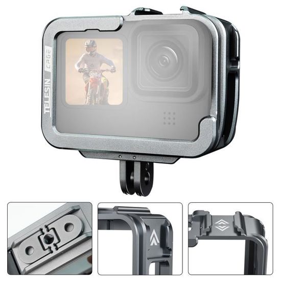 TELESIN – cadre en alliage d'aluminium pour Gopro Hero 9 10 11 12 13, coque de protection verticale à faible poids pour Gopro Hero 44 TELESIN – cadre en alliage d'aluminium pour Gopro Hero 9 10 11 12 13, coque de protection verticale à faible poids pour Gopro Hero 44