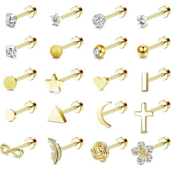 Intern Geschroefde Titanium Labret met Diamant patroon op Triangel Top Intern Geschroefde Titanium Labret met Diamant patroon op Triangel Top