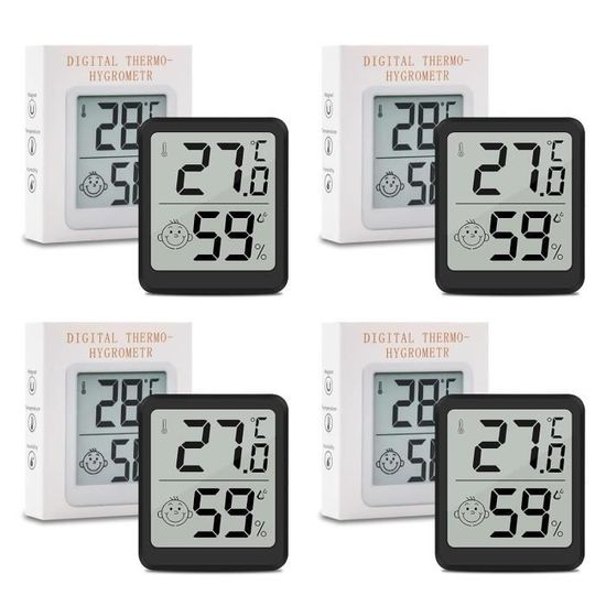 4 Pièces Mini Lcd Thermomètre Hygromètre Interieur, 10%~99% Rh
