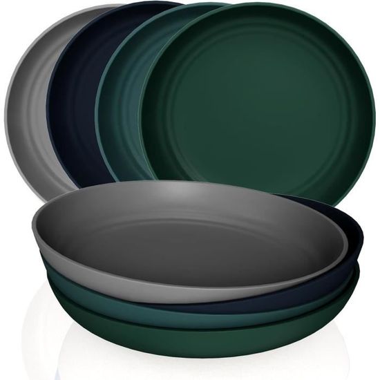 Assiettes plates en plastique de 19,8 cm, set de vaisselle pour 8 — free download