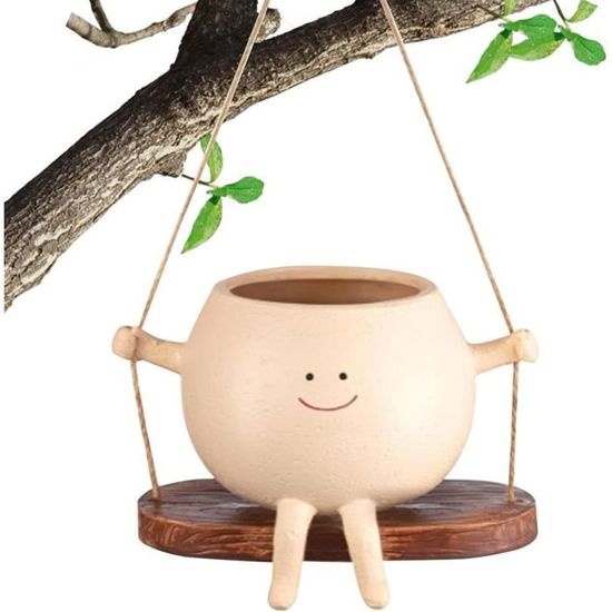 Pot De Fleurs À Suspendre En Forme De Visage Souriant, Pot De Fleurs En Résine À Suspendre, Pots