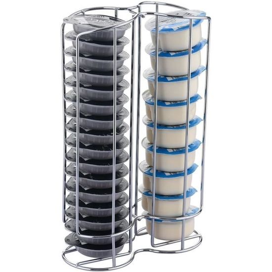 Porta Capsule Tassimo Girevole - Supporto Per 32 Capsule Bosch T-Discs, Acciaio Inox Cromato, 28 Cm