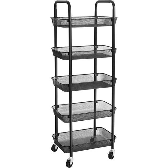 Devo Étagère à 5 Niveaux Avec Roulettes - Hauteur Réglable