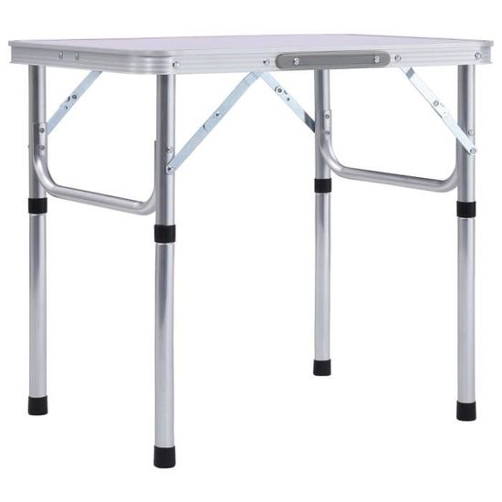Dbaiyi Table pliable de camping Blanc Aluminium 60x45 cm