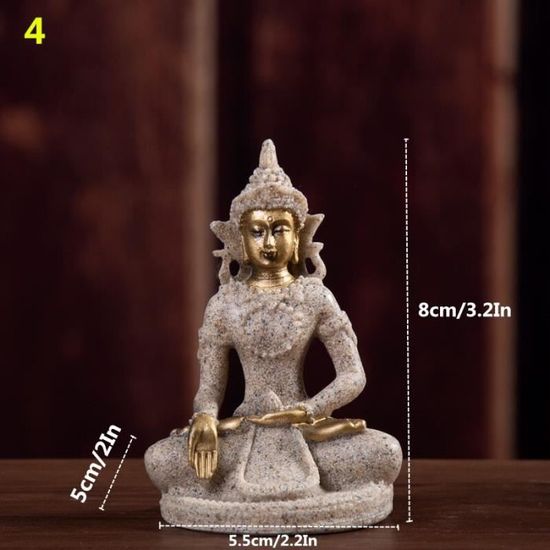 SURPRIZON Lot De 4 Mini Statues De Bouddha Mignonnes En Céramique, Petites Figurines De Moine Adorables, Sculptures De Yoga Mandala Pour Bureau, Voiture, Décoration De La Maison