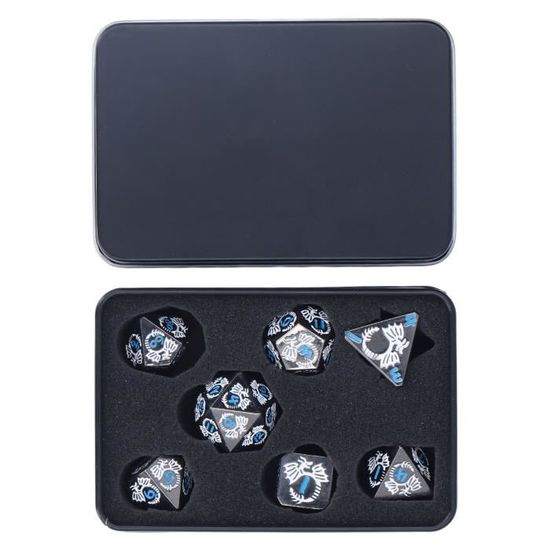Set De 7 Dés D&D En Métal - Alliage De Zinc, Finition Argenté Antique, Avec Sac De Rangement - Pour Jeux De Rôle