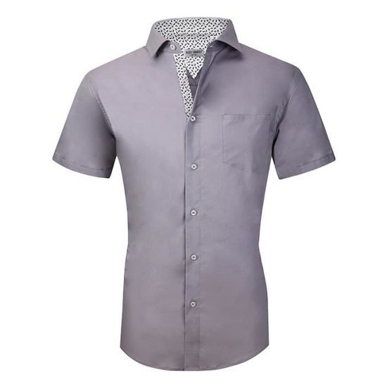 Chemise Homme Manches Courtes En Lin - Léger, Respirant - Sans Repassage - Coupe Régulière - Poche - Pour Été - 6