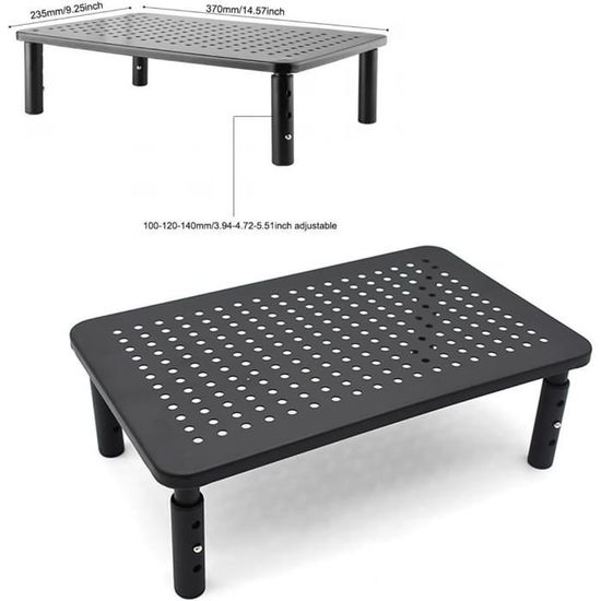 Hemudu Lot De 2 Supports De Moniteur – 3 Rehausseurs Réglables En Hauteur, Support D'ordinateur, Organisateur De Bureau Pour PC, Ordinateur Portable – Transparent