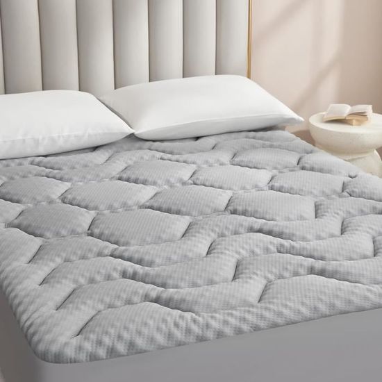 Autsel Surmatelas 140 x 200cm Couvre Matelas en Microfibre Extra Doux et Respirant Surmatelas avec Bon Soutien (Blanc