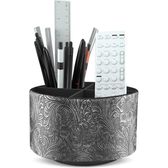 PUSU Rotation range télécommande, Circulaire Support de télécommande en PU Cuir, boîte télécommande avec 4 Compartiments,Organisateur de bureau multifonction pour TV telecommande, Lunettes, stylo PUSU Rotation range télécommande, Circulaire Support de télécommande en PU Cuir, boîte télécommande avec 4 Compartiments,Organisateur de bureau multifonction pour TV telecommande, Lunettes, stylo