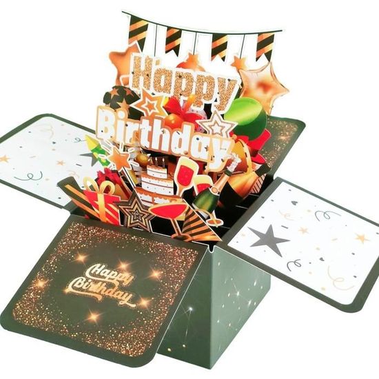 Carte Joyeux Anniversaire Pop-Up Avec Enveloppe - Kit Créatif Avec Motif Gâteau, Ballon Et Microphone - Cadeau Original Pour Amie, Maman, Sœur Ou épouse