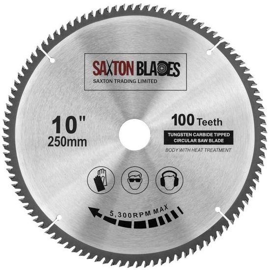 Lame De Scie Circulaire Saxton 255 Mm - 80 Dents TCT, Alésage 30 Mm - Compatible Bosch, Makita, DeWalt