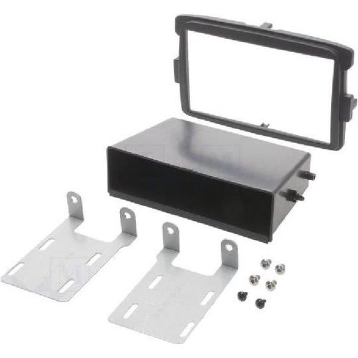 Facade autoradio 1DIN Dacia Logan/ Duster/ Opel Vivaro/ Renault Trafic - Noir - avec vide-poche - ADNAuto