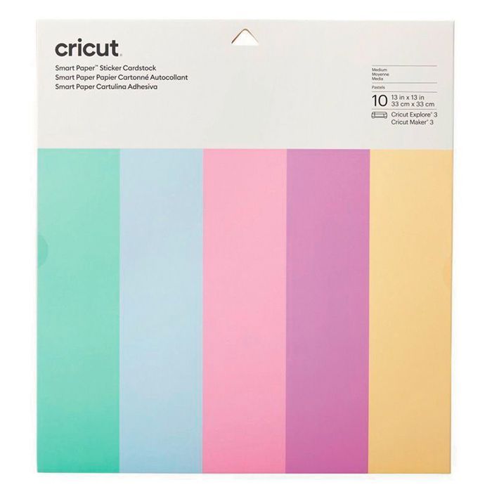10 papiers cartonnés autocollants couleurs pastel 33 x 33 cm - Cricut