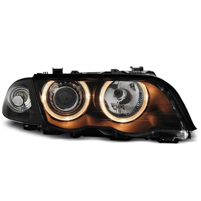 Paire de feux phares BMW serie 3 E46 berline 98-01 angel eyes noir (M41)