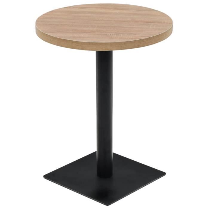 Table de bistro Table de bar - Table haute- Style Contemporain scandinave - MDF et acier Rond 60 x 75 cm Couleur de chêne ♫❤7230