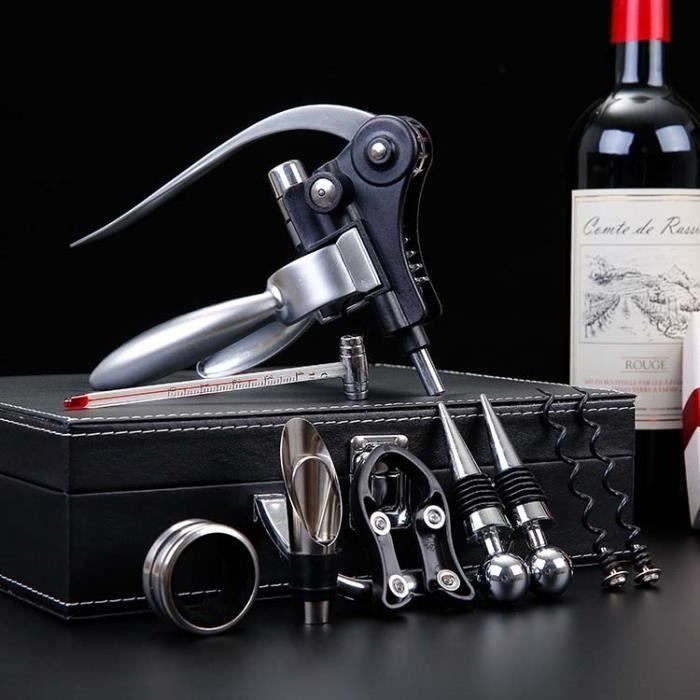 Antique Boîte en PU leather de vin Accessoires Ensemble cadeau,vin Tire-bouchon Bouchon à vin Aérateur et bec verseur Ensemb Aa70706