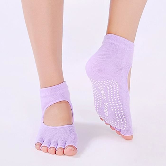 Accessoires Fitness - Musculation,Cinq doigts dos nu Yoga chaussettes courtes femmes anti dérapant à - Type VIOLET-Free size