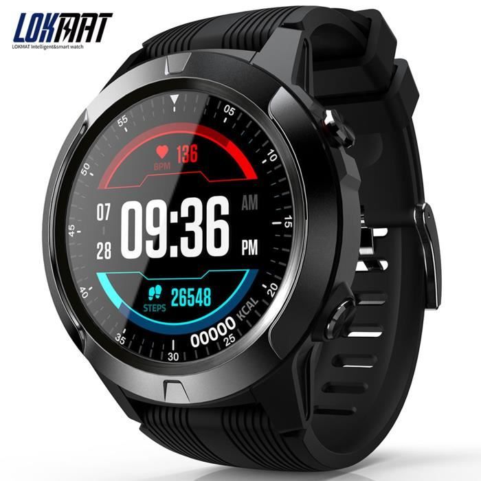 LOKMAT SMA TK04 montre BT3.0 + 4.0 podomètre alarme de fréquence cardiaque caméra à distance GPS sport Smartwatch hommes femmes