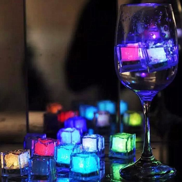 Lot de 12 Glaçon lumineux reutilisables LED avec glaçons Lumineux LED à Effet de clignotement - Colore
