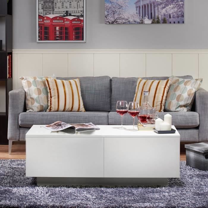 Table Basse de Salon Design - Contemporain - Blanc - 95x60x31cm laqué blanc brillant -CYA