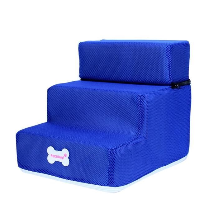 Taille - 3 Steps 35X30X30cm - Bleu - Escalier pour chiens et chiots, 3 marches, échelle amovible, rampe antid